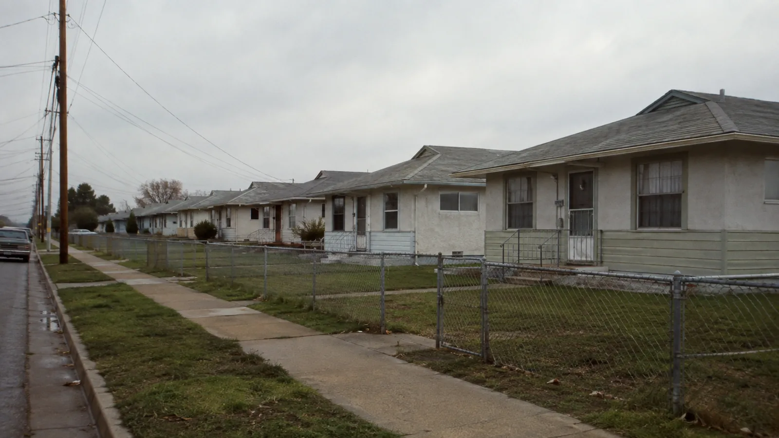 Repeating 1970s ranch houses on a residential block in Northglenn, CO